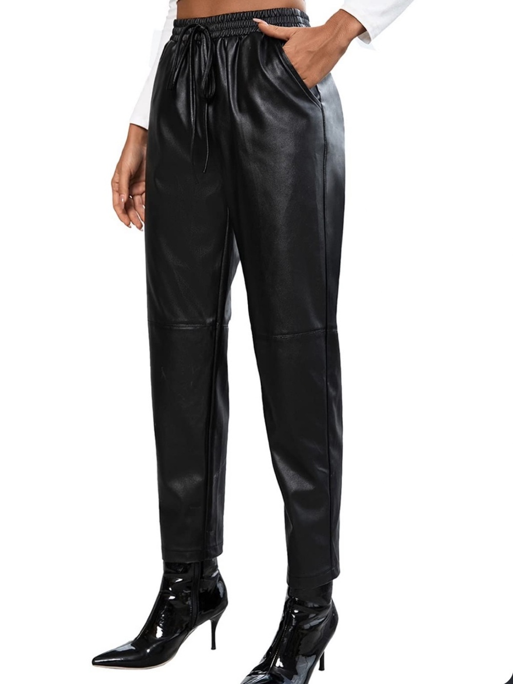 Old Navy Black Billie Straight Faux Leather Ankle Pants